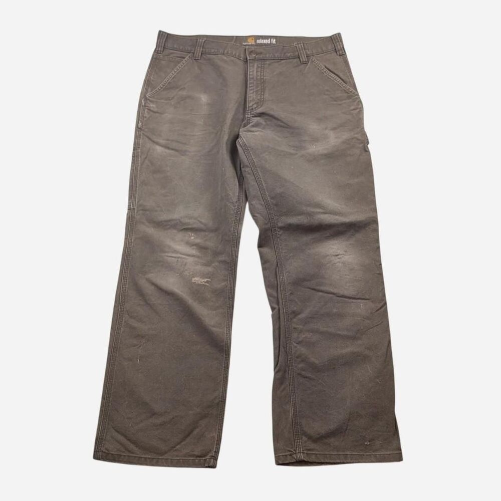 Carhartt Faded Olive Brown Canvas Pants Relaxed Fit 36*30